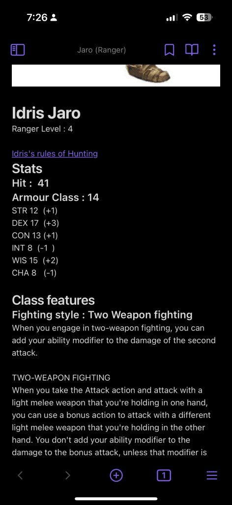 Obsidian RPG notes for players and Gms